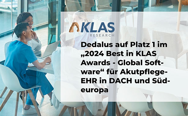 Dedalus auf Platz 1 der „2024 Best in KLAS Awards - Global Software" für Akutpflege-EHR in DACH und Südeuropa