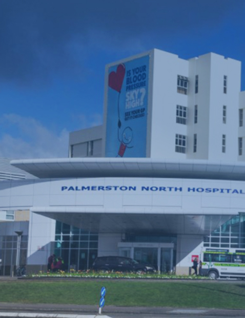 Foto de Palmerston North Hospital con velado azul